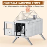 Slsy Wood Tent Stove,Portable Camping Wood Burning Stove,Stainless Steel Hot Tent Stove with 7 Chimney Pipes for Outdoor,Camping,Cooking,Heating,BBQ,Hiking,Fishing,Hunting