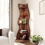 LITTLE TREE Small Corner Shelf,Modern 5-Tier Wall Corner Bookshelf