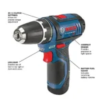 BOSCH CLPK22-120 12V Max Cordless 2-Tool 3/8 in. Drill/Driver and 1/4 in. Impact Driver Combo Kit with 2 Batteries,Charger and Case,Blue