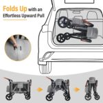 Elite Pro All-Terrain 4 Seater Wagon Stroller for Kids - Heavy-Duty 300lb Capacity,One-Hand Fold Design,High Seats with 5-Point Harness,Adjustable Canopy and Handlebars,Light Grey