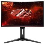 AOC CQ27G1 27?? Curved Frameless Gaming Monitor QHD2K,1ms,144Hz,FreeSync,DisplayPortHDMIVGA,Height adjustable,3Year ZeroBright Dot,BlackRed