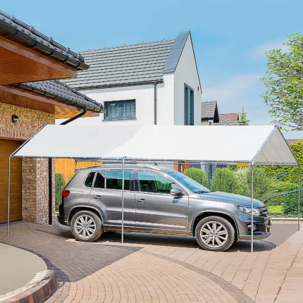 Outsunny 10'x20' Carport Heavy Duty Galvanized Car Canopy with Included Anchor Kit,3 Reinforced Steel Cables,White