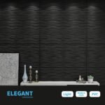 Art3d Black Large PVC 3D Textured Wavy Wall Panels Decorative,Pack of 6 Tiles