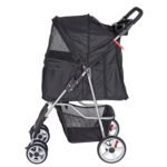 Foldable Pet Stroller,Cat/Dog Stroller with 4 Wheel,Pet Travel Carrier Strolling Cart with Storage Basket,Cup Holder,Black