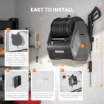 Giraffe Tools Electric Wall Mounted Pressure Washer with 100ft Balck Pressure Hoses