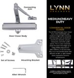LYNN HARDWARE Medium/Heavy Duty Commercial Door Closer - US26D Aluminum