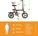 Jasion EB3 Electric Bike Adults 21mph,500W Peak Motor,270Wh Battery,Rear Suspension,3 Levels Assist,14" Folding Ebike for Adults and Teens,Complies to UL2849