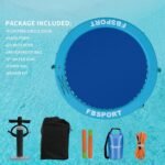 Inflatable Dock Floating Platform,8ft Inflatable Water Hammock Floating Deck for Lake W/Cupholder,Round Floating Ring Float Ring,Pool Float Raft Lounger Island Platform Pad