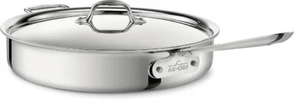 All-Clad D3 3-Ply Stainless Steel Saut?? Pan 6 Quart Induction Oven Broiler Safe 600F Pots and Pans,Cookware Silver