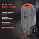 36-Gallon Portable Camper / RV Tote Tank - Features Large Heavy-Duty No-Flat Wheels & Built-In Gate Valve - Removable Steel Tow Adapter,3??RV Sewer Hose & More RV Accessories (39006)