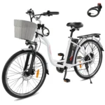 PEXMOR Electric Bike for Adults,350W (Peak 500W) City Commuter Ebike 36V 12.5AH Removable Battery,26" Cruiser Electric Bicycle Shimano 6-Speed | Dual Shock Absorber | Basket