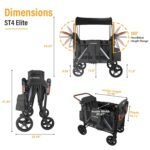 Elite Pro All-Terrain 4 Seater Wagon Stroller for Kids - Heavy-Duty 300lb Capacity,One-Hand Fold Design,High Seats with 5-Point Harness,Adjustable Canopy and Handlebars,Light Grey