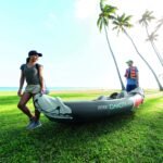 68310VM Dakota K2 2Person HeavyDuty Vinyl Inflatable Kayak with 86Inch Oars and Air Pump,Gray Red