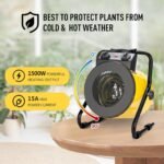 Flora Element Greenhouse Heater with Digital Thermostat,Electric Portable Heater Fan