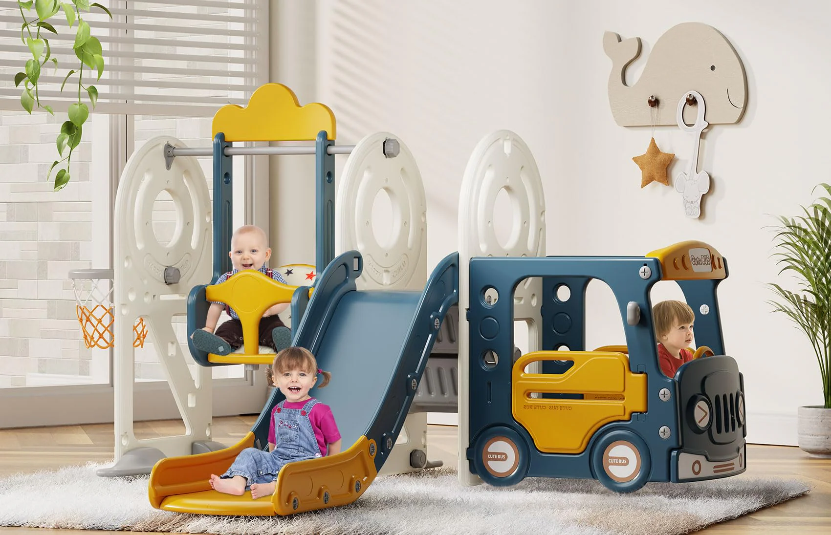 BIERUM 5 in 1 Toddler Slide and Swing Set for Toddlers Age 1-3 BIERUM 5 in 1 Toddler Slide and Swing Set for Toddlers Age 1-3