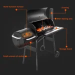 Vebreda Outdoor BBQ Grill Charcoal Barbecue Pit Patio Backyard Meat Cooker Smoker