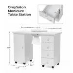 OmySalon Manicure Table Nail Desk w/Electric Downdraft Vent