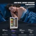 Yolsali 24 Inch Wine Cooler,Beverage Refrigerator,Dual Zone Wine Cooler Refrigerator with 2 Safety Locks,Adjustable Legs,Soft LED Light,Hold 20 Bottles and 57 Cans,Built-In or Freestanding