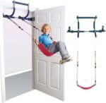 6 Piece Indoor Doorway Gym Set for Kids ÿ Indoor Swing for Kids Includes Kids Swing Chair,Rings,Hanging Trapeze,Ladder,Swinging Rope & Pullup Bar