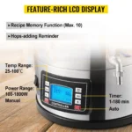 VEVOR Electric Brewing System 9.2 Gal/35 L Brewing Pot All-in-One Home Beer Brewer w/Pump - 9.6Gal