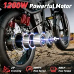 T1 Electric Bike for Adults 1200W Motor,31MPH,48V 20AH Folding E-Bike,16 * 3" Tire Mountain Snow Bike LED Display 330lbs Load Capacity - Tomofree Black