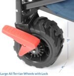 Extra Large Foldable Outdoor Wagon Cart with All Terrain Wheels and Canopy,Blue 265 Lb Capacity,Easy Folding Collapsible Utility Garden Transport Trolley,Great for Beach,Park,Sports,Parties