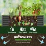 TRAMULL 8X4X2ft Galvanized Raised Garden Bed,Oval Above Ground Modular Metal Outdoor Planter Boxes(Quartz Grey)