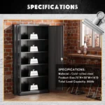 Greenvelly 72 Black Storage Cabinet with Doors