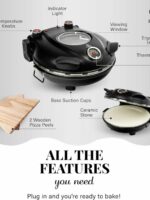 PIEZANO Crispy Crust Pizza Oven by Granitestone ??Electric Pizza Oven Indoor Portable  12 Inch Indoor Pizza Oven Countertop  Pizza Maker Heats up to 800?F for Stone Baked Pizza at Home As Seen on TV