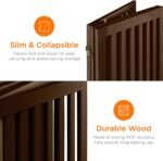 3-Panel Freestanding Wooden Pet Gate w/Walk Through Door