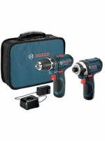 BOSCH CLPK22-120 12V Max Cordless 2-Tool 3/8 in. Drill/Driver and 1/4 in. Impact Driver Combo Kit with 2 Batteries,Charger and Case,Blue