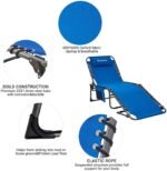 4-Fold Outdoor Folding Chaise Lounge Chair for Beach,Sunbathing,Patio,Pool,Lawn,Deck,Portable Lightweight Heavy-Duty Adjustable Camping Reclining Chair with Pillow,Blue