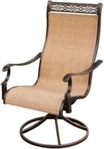 Monaca 7Piece Cast Aluminum Outdoor Patio Dining Set,6 Sling Swivel Rocker Chairs and 40x68 Tile Top Rectangle Table,Brushed Bronze Finish with Tan Sling,RustResistant,MONDN7PCSW6