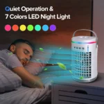 Portable Air Conditioners with Remote 1400ml Evaporative Cooler 3 Speeds USB Personal Conditioner 7 LED Light Portable AC for Room Kitchen Office Desk Bedroom Camping
