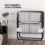 EconoHome Folding Bed with Mattress - Portable Foldable Roll Away Adult Bed for Guest