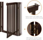 3-Panel Freestanding Wooden Pet Gate w/Walk Through Door