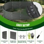 TRAMULL 8X4X2ft Galvanized Raised Garden Bed,Oval Above Ground Modular Metal Outdoor Planter Boxes(Quartz Grey)