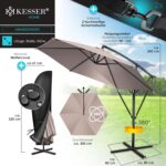 KESSER? Aluminium Cantilever Parasol + Cover Diameter 350 cm and Crank Device Crank Umbrella with Stand UV Protection Aluminium Water-Repellent Canopy 360?? Function Garden Umbrella Market Umbrella