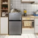 g Mini Fridge with Freezer,3.1 Cu.Ft Small Refrigerator,Compact Refrigerator with LED Light,2 doors,Mini Fridge for Bedroom,Office,Dorm,RV,Garage,Stainless Steel Sliver -HPVFR310