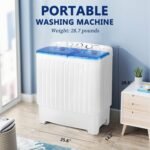 BANGSON Mini Twin Tub Washer and Dryer Combo with 17.6 lbs Large Capacity