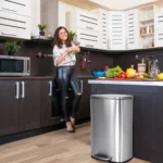 Bigacc 13 Gallon 50 Liter Kitchen Trash Can with Touch-Free & Motion Sensor,Automatic Stainless-Steel Garbage Can,Anti-Fingerprint Mute Designed Trash Bin Brushed Stainless Steel