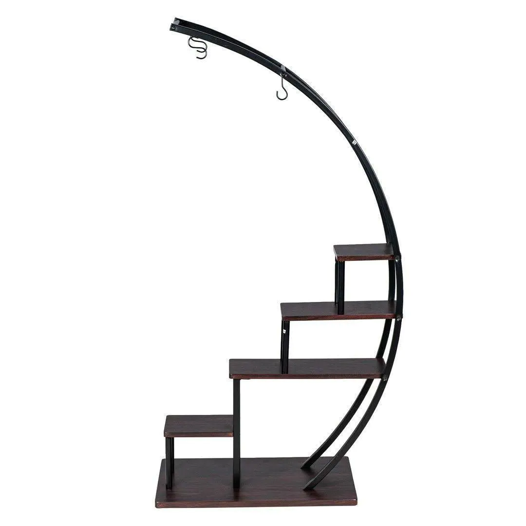 5 Tier Metal Plant Stand Indoor Curved Display Book Shelf Storage 5 Tier Metal Plant Stand Indoor Curved Display Book Shelf Storage