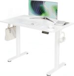 Claiks Height-adjustable desk,120 x 60 cm,electric standing desk with cable management,computer desk,seat/stand with memory function and collision protection,white