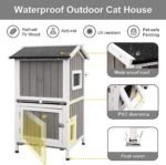 PetsCosset Outdoor Cat Shelter Weatherproof with Openable Roof,Escape Door