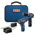 BOSCH CLPK22-120 12V Max Cordless 2-Tool 3/8 in. Drill/Driver and 1/4 in. Impact Driver Combo Kit with 2 Batteries,Charger and Case,Blue