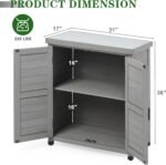 SoliWood Outdoor Storage Cabinet & Potting Bench Table with Metal Top