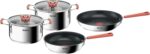 Tefal 5 Piece Origins Stone Pots and Pans set,Non Stick,Aluminium,Black,All hobs compatible excluding Induction,B461S546