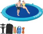Inflatable Dock Floating Platform,8ft Inflatable Water Hammock Floating Deck for Lake W/Cupholder,Round Floating Ring Float Ring,Pool Float Raft Lounger Island Platform Pad