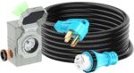 50 Amp 10 Feet Generator Cord and Power Inlet Box Combo Kit NEMA 14-50P Male to SS2-50R STW 6/3+8/1 AWG 125/250V Twist Locking with Inlet Box for Generator to House