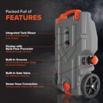 36-Gallon Portable Camper / RV Tote Tank - Features Large Heavy-Duty No-Flat Wheels & Built-In Gate Valve - Removable Steel Tow Adapter,3 ?RV Sewer Hose & More RV Accessories (39006)